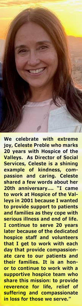 Celeste Preble marks 20 years with Hospice of the Valleys