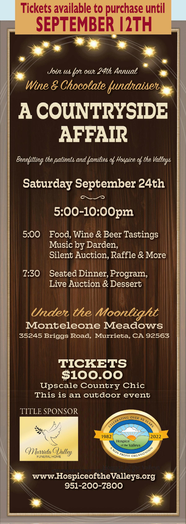 Wine & Chocolate fundraiser - Tickets available until September 12th