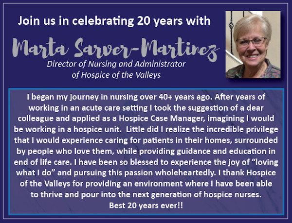Join us in celebrating 20 years with Marta Saver-Martinez