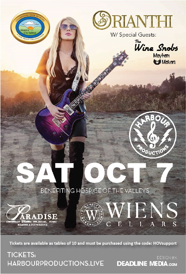 Rianthi with special guests: The Wine Snobs Mayhem Makers Saturday October 7th Benefiting Hospice of the Valleys